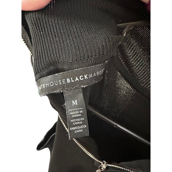 ✌️ 2/$40 ✌️ WHBM Black Long Sleeve Cold Shoulder Mock Turtle Neck sz M - Picture 5 of 6